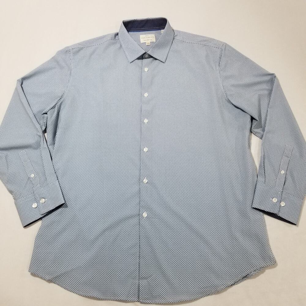 Con.struct Shirt Mens XXL 18 18.5 Blue Slim Fit 4-way Stretch Performance Dress